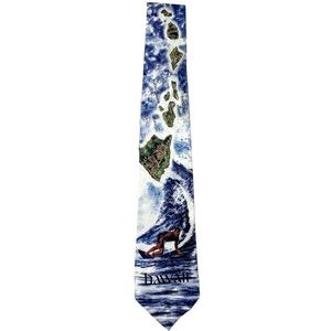 Tropical Hawaii Handmade Hawaii Hawaiian Islands Tie Map Molokai Maui Lanai Surf